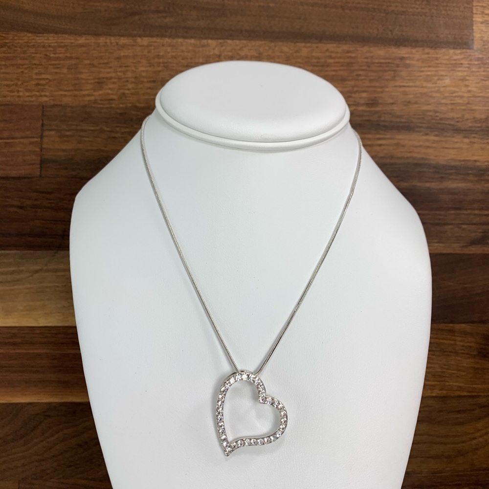 NEW Swarovski Crystal Silver Heart Necklace
